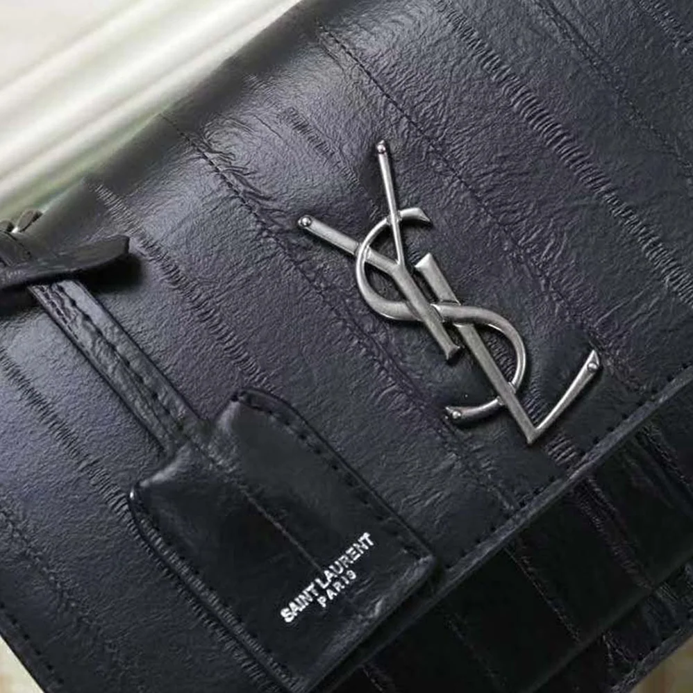 Saint Laurent YSL Sunset Medium in Eel for Women in Black Saint Laurent YSL Sunset Medium in Eel for Women in Black