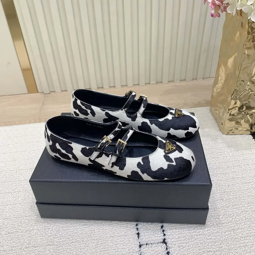 Prada Printed Leather Ballerinas for Women Prada Printed Leather Ballerinas for Women