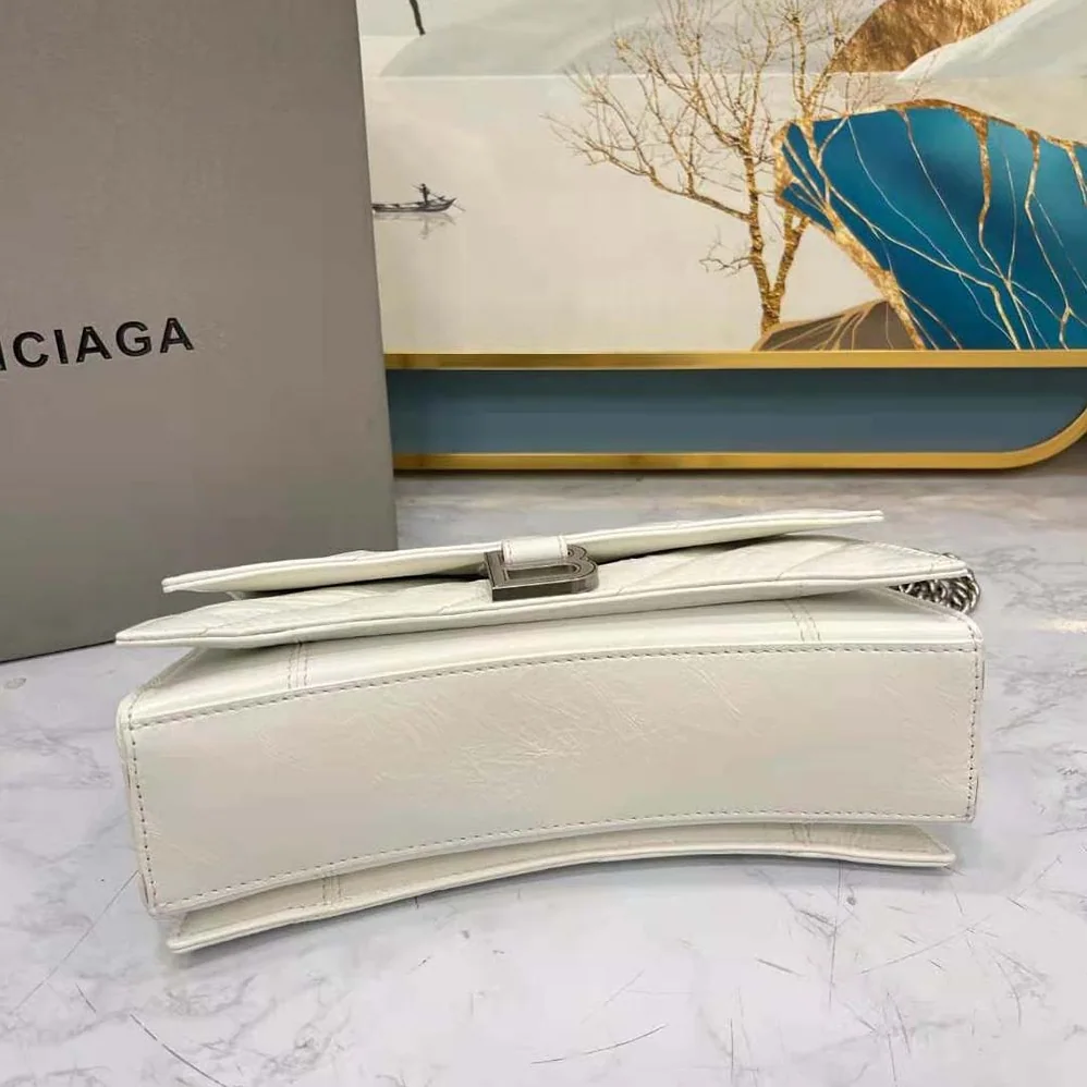 Balenciaga Crush Small Chain Bag Quilted in Optic White for Women Balenciaga Crush Small Chain Bag Quilted in Optic White for Women