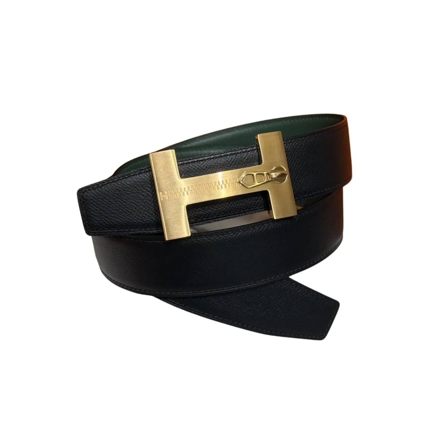 Hermès H-Zip Reversible Belt Black & Green Hermès H-Zip Reversible Belt Black & Green