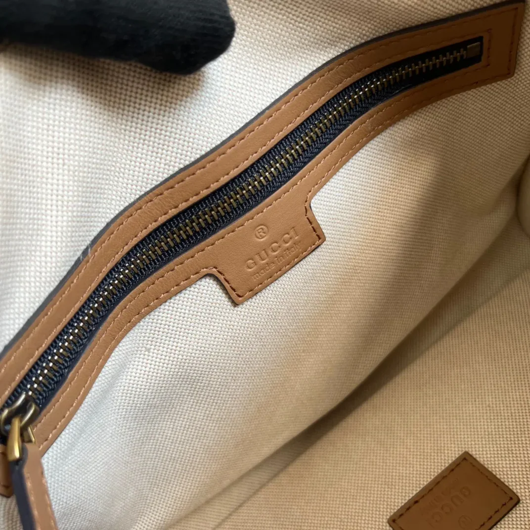 Small Bauletto Top Handle Bag With Double G Brown in Grey / Small Bauletto Top Handle Bag With Double G Brown in Grey /