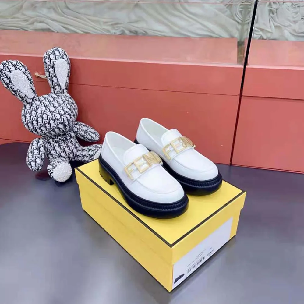 Fendi Fendigraphy White Leather Loafers for Women