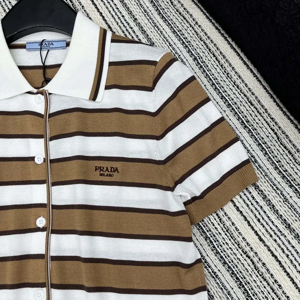 Prada Short for Women in sleeved Striped Cotton Cardigan Prada Short for Women in sleeved Striped Cotton Cardigan