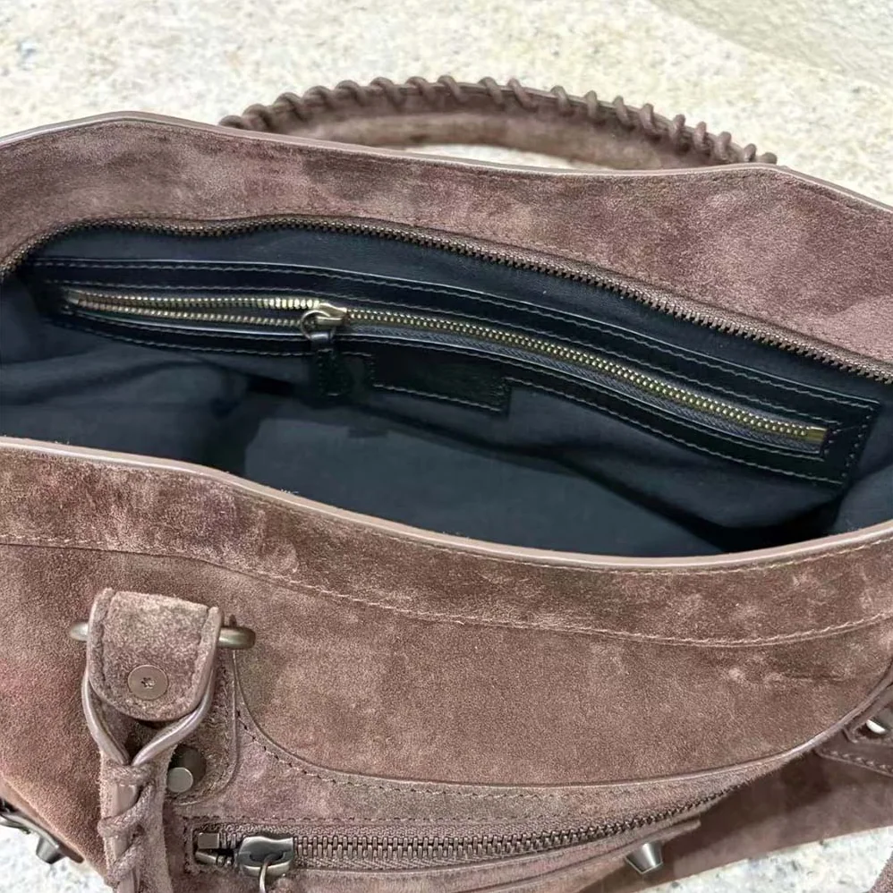 Balenciaga Le City Bag Large in Light Espresso Waxed Suede Calfskin for Unisex