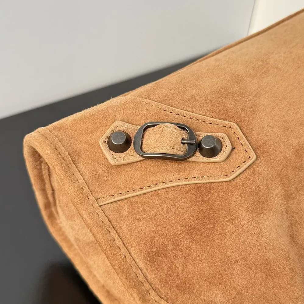 Balenciaga Le City Bag Small in Camel Suede Calfskin for Women