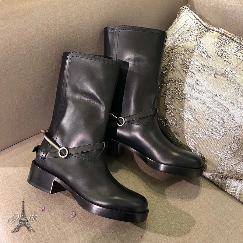 Dior Shoes Diorider Calfskin Leather Biker Boot 45 Heel Hight for Women in Black Dior Shoes Diorider Calfskin Leather Biker Boot 45 Heel Hight for Women in Black