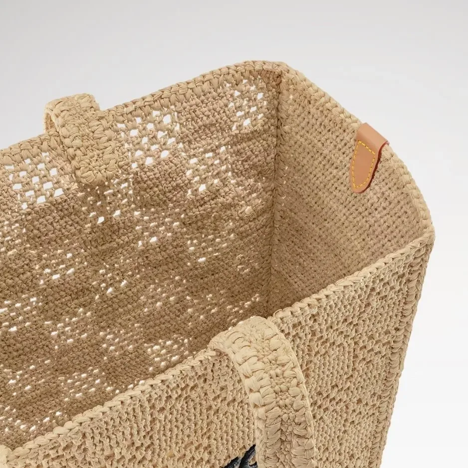 Louis Vuitton Summer Shopper MM Tote Bag / Natural Beige Raffia Gold Hardware