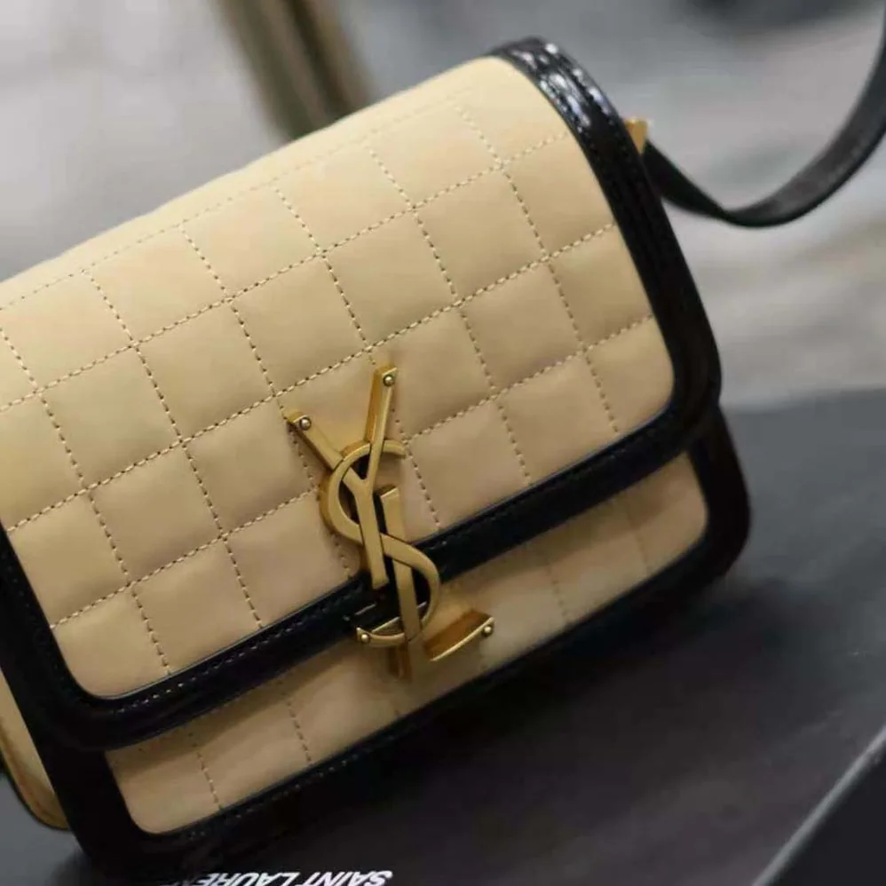 Saint Laurent YSL Solferino Small in Quilted Nubuck Suede for Women in Beige Saint Laurent YSL Solferino Small in Quilted Nubuck Suede for Women in Beige