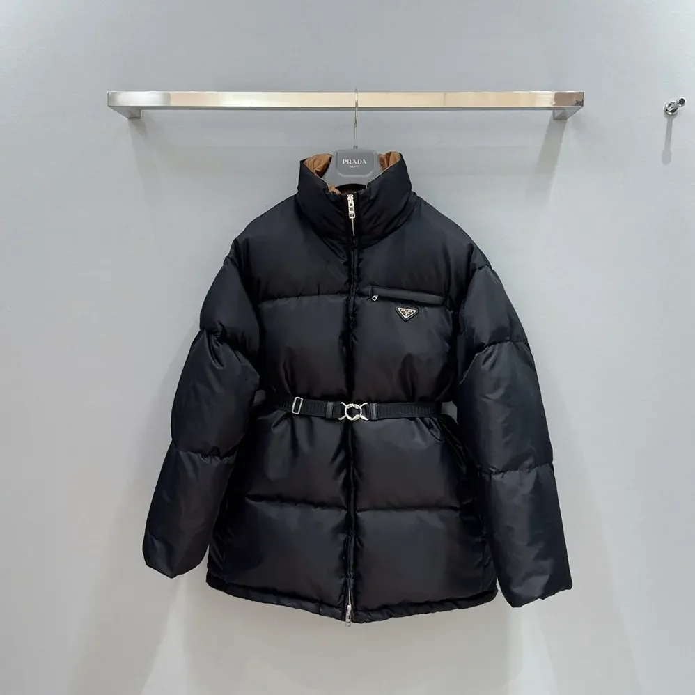 Prada Re-Nylon Down Jacket for Women in Black Prada Re-Nylon Down Jacket for Women in Black