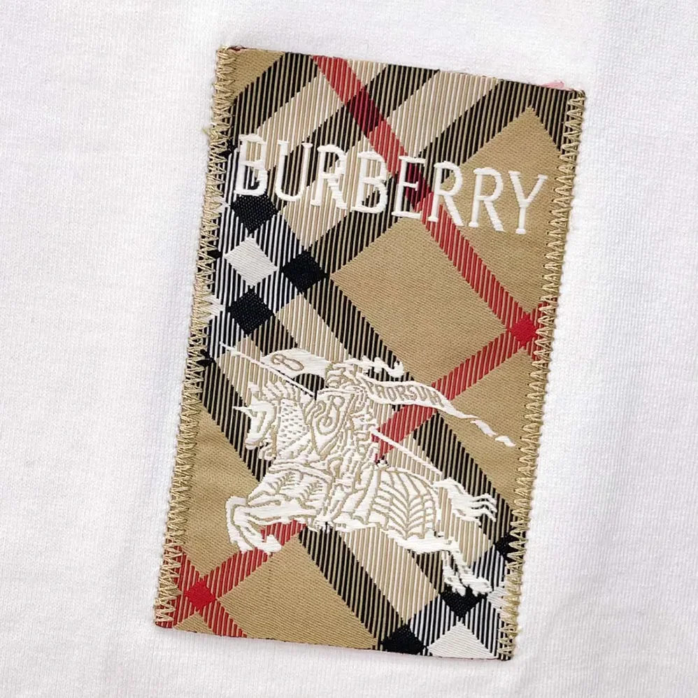 Burberry Check Label Cotton T-shirt for Women in White Burberry Check Label Cotton T-shirt for Women in White