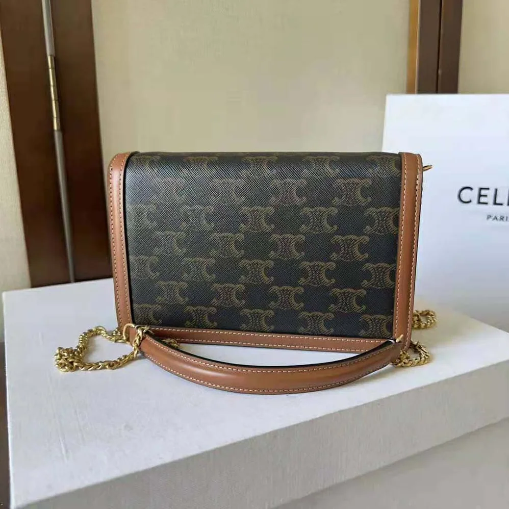 Celine Wallet on Chain Margo in Triomphe Canvas and Calfskin for Women Celine Wallet on Chain Margo in Triomphe Canvas and Calfskin for Women