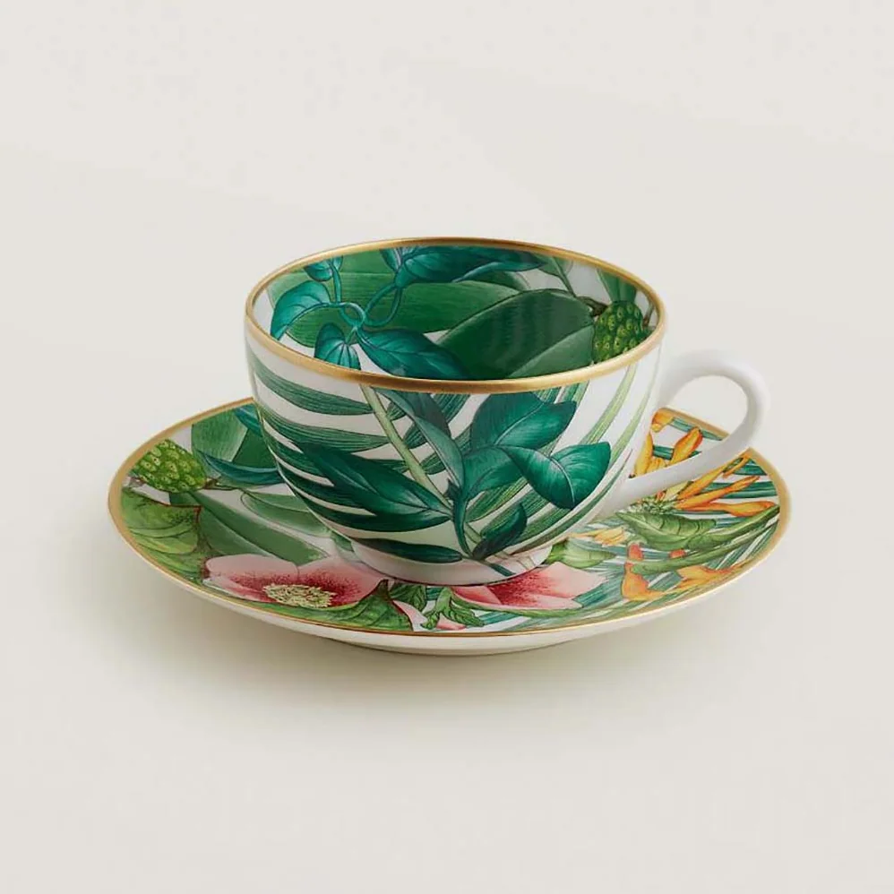 Hermes Passifolia Tea Cup and Saucer for Unisex Hermes Passifolia Tea Cup and Saucer for Unisex