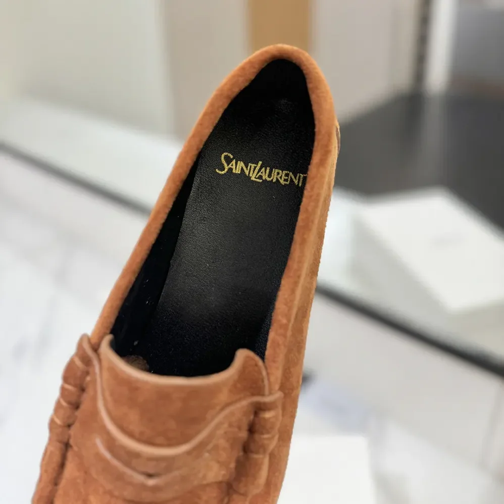 Saint Laurent YSL Laurent Loafers in Suede for Unisex in Brown