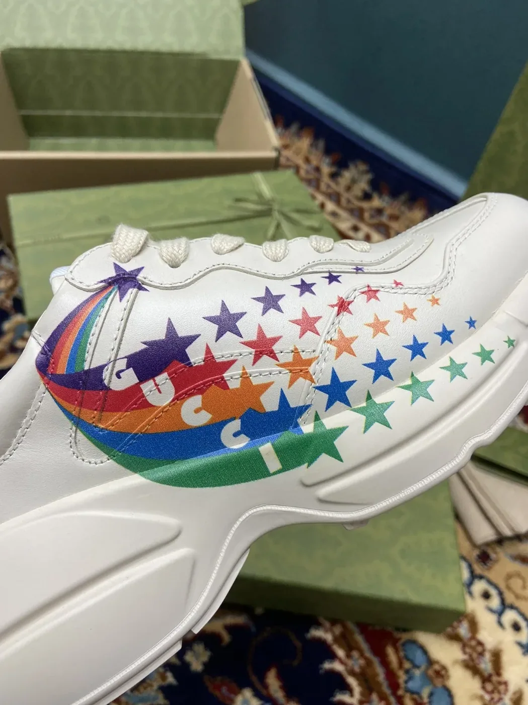 Gucci Rhyton Sneakers With Gucci Stars White Ivory for Men