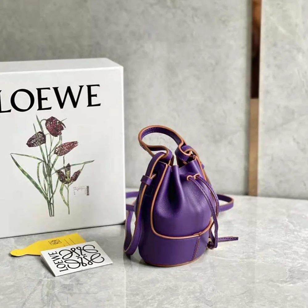 Loewe Nano Balloon Bag in Nappa and Calfskin for Women in Purple Loewe Nano Balloon Bag in Nappa and Calfskin for Women in Purple