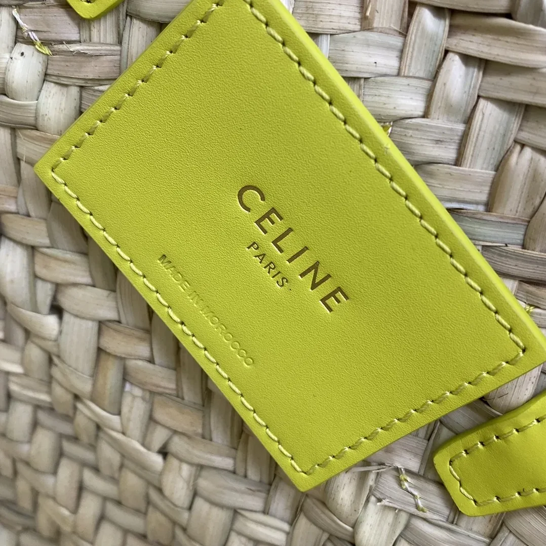 Celine Teen Triomphe Celine Classic Panier In Palm Leaves And Lizard Yellow / .11CT Celine Teen Triomphe Celine Classic Panier In Palm Leaves And Lizard Yellow / .11CT