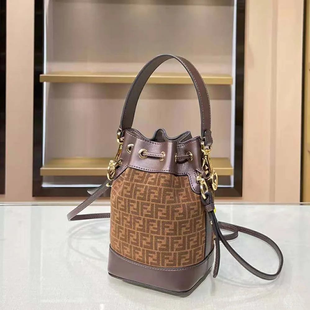 Fendi Mon Tresor Brown Leather Mini for Women in Bag with FF Print Fendi Mon Tresor Brown Leather Mini for Women in Bag with FF Print