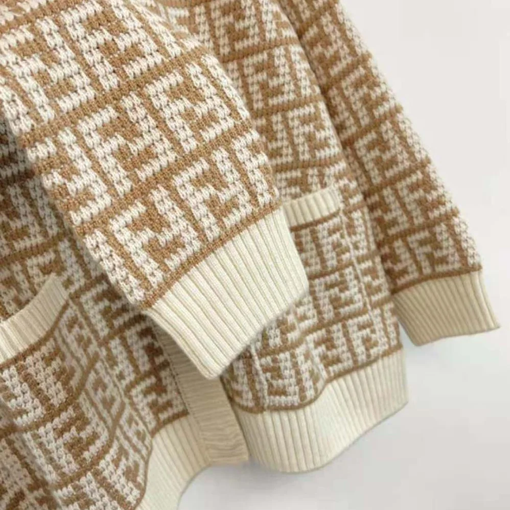 Fendi Brown FF Crocheted Cashmere Cardigan for Women