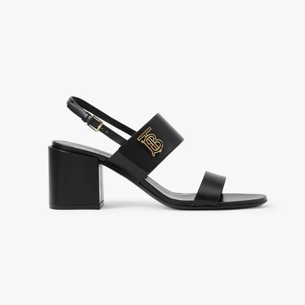 Burberry Monogram Motif Leather Sandals for Women in Black
