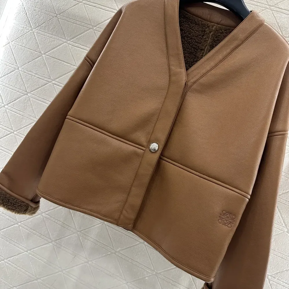 Loewe Pebble Cardigan in Shearling for Women in Brown Loewe Pebble Cardigan in Shearling for Women in Brown