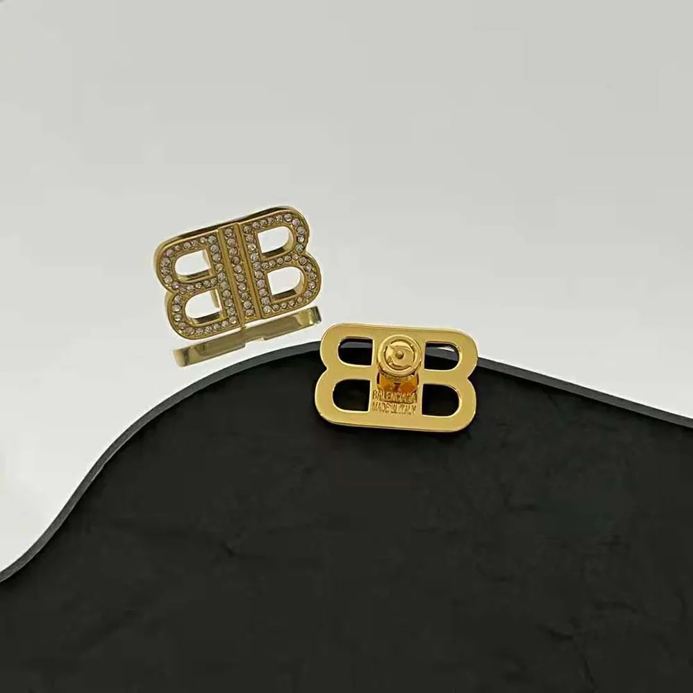 Balenciaga BB 2.0 XS Earrings in Gold Brass and Rhinestones for Women Balenciaga BB 2.0 XS Earrings in Gold Brass and Rhinestones for Women