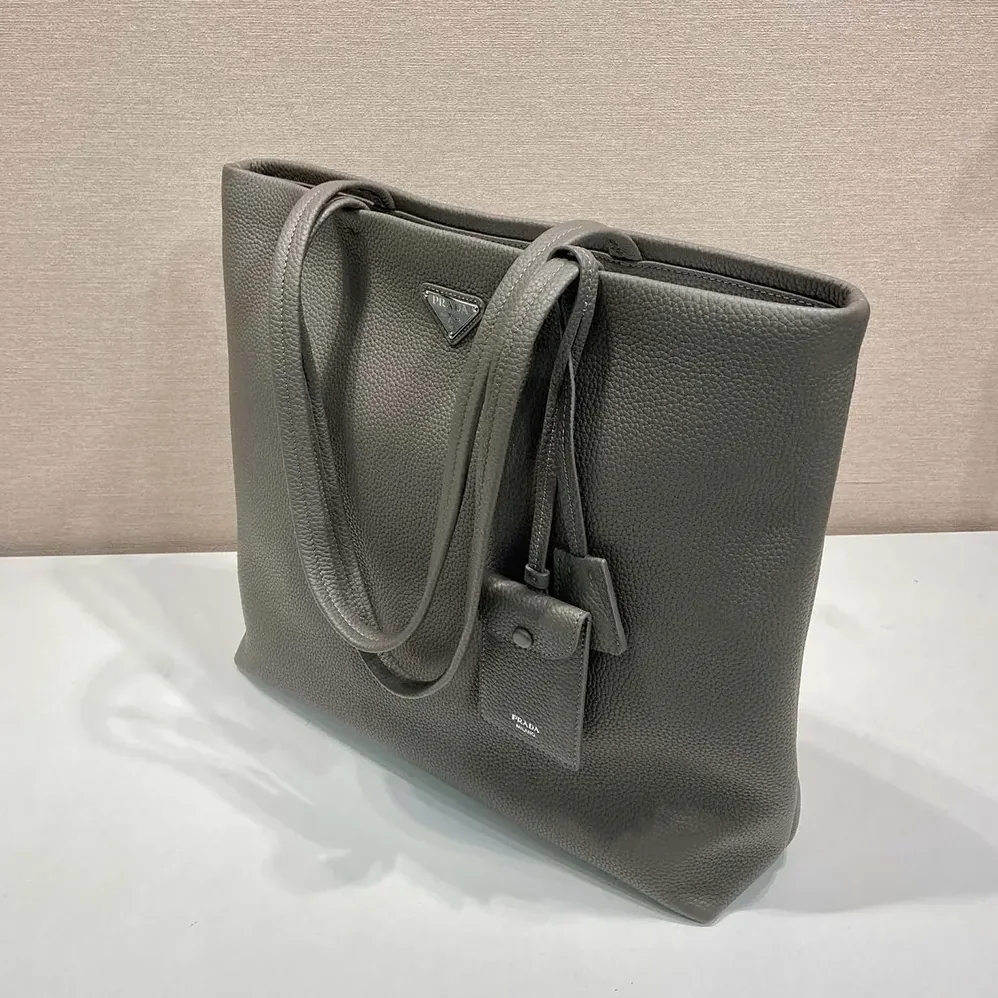 Prada Leather Tote for Unisex in Bamboo Gray