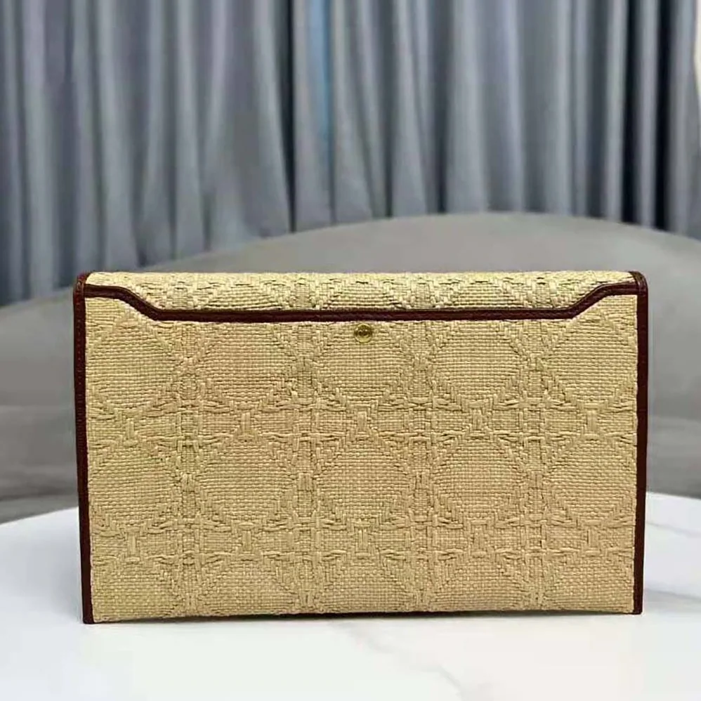 Dior 30 Montaigne Avenue Pouch with Flap Natural Cannage Raffia for Women