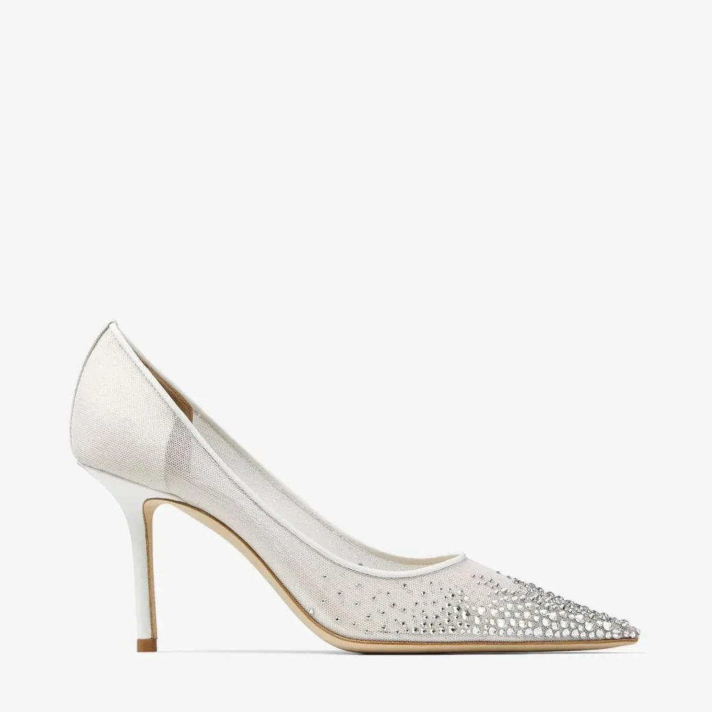 Jimmy Choo Love 85 Mesh Pointed-Toe Pumps White LOVE85NYT Jimmy Choo Love 85 Mesh Pointed-Toe Pumps White LOVE85NYT