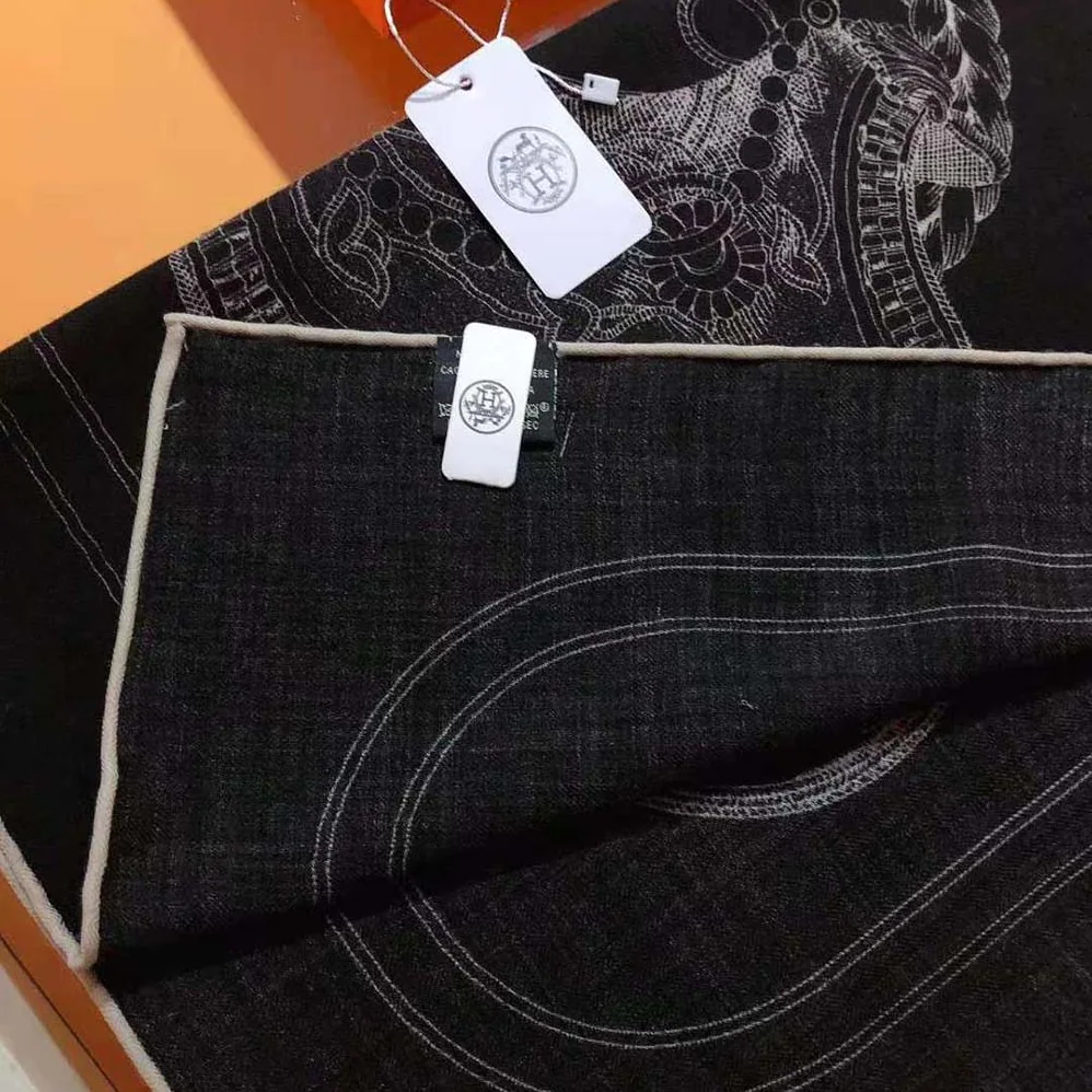 Hermes Embroidered Grand Apparat Scarf 90 for Women in Black Hermes Embroidered Grand Apparat Scarf 90 for Women in Black