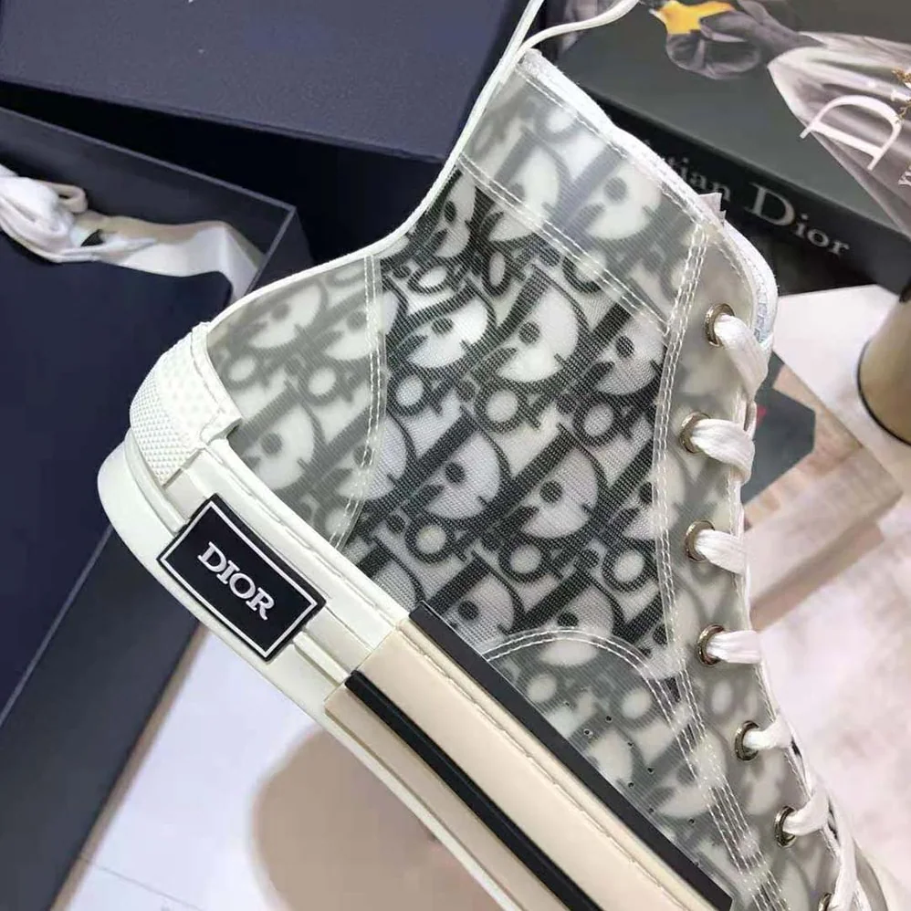 Dior B23 High-Top Sneaker White and Black Dior Oblique Canvas for Men