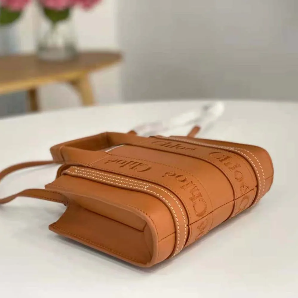 Chloe Mini Woody Tote Bag for Women in Brown