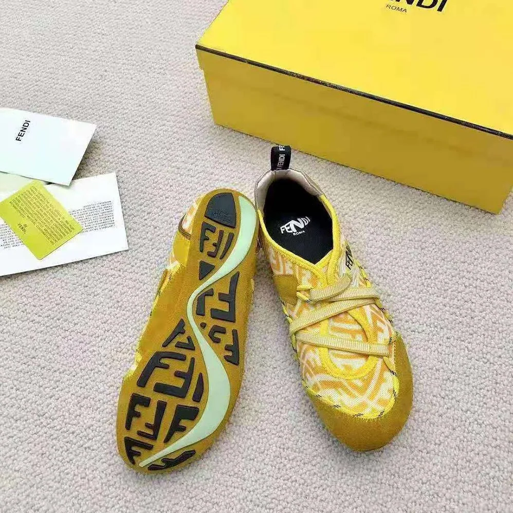 Fendi Flex Yellow Suede Sneakers for Women