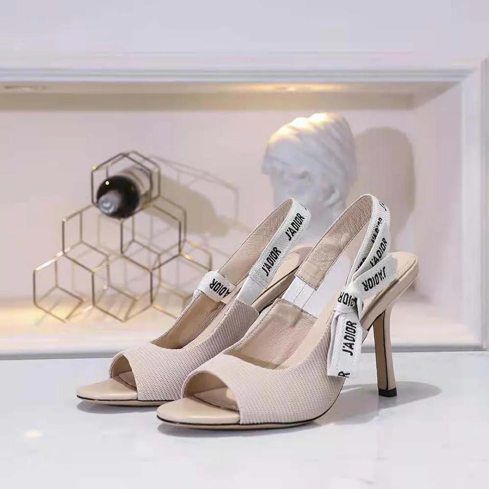 Dior J'adior Heeled Sandal Nude Technical Fabric in 8.5cm Heel for Women