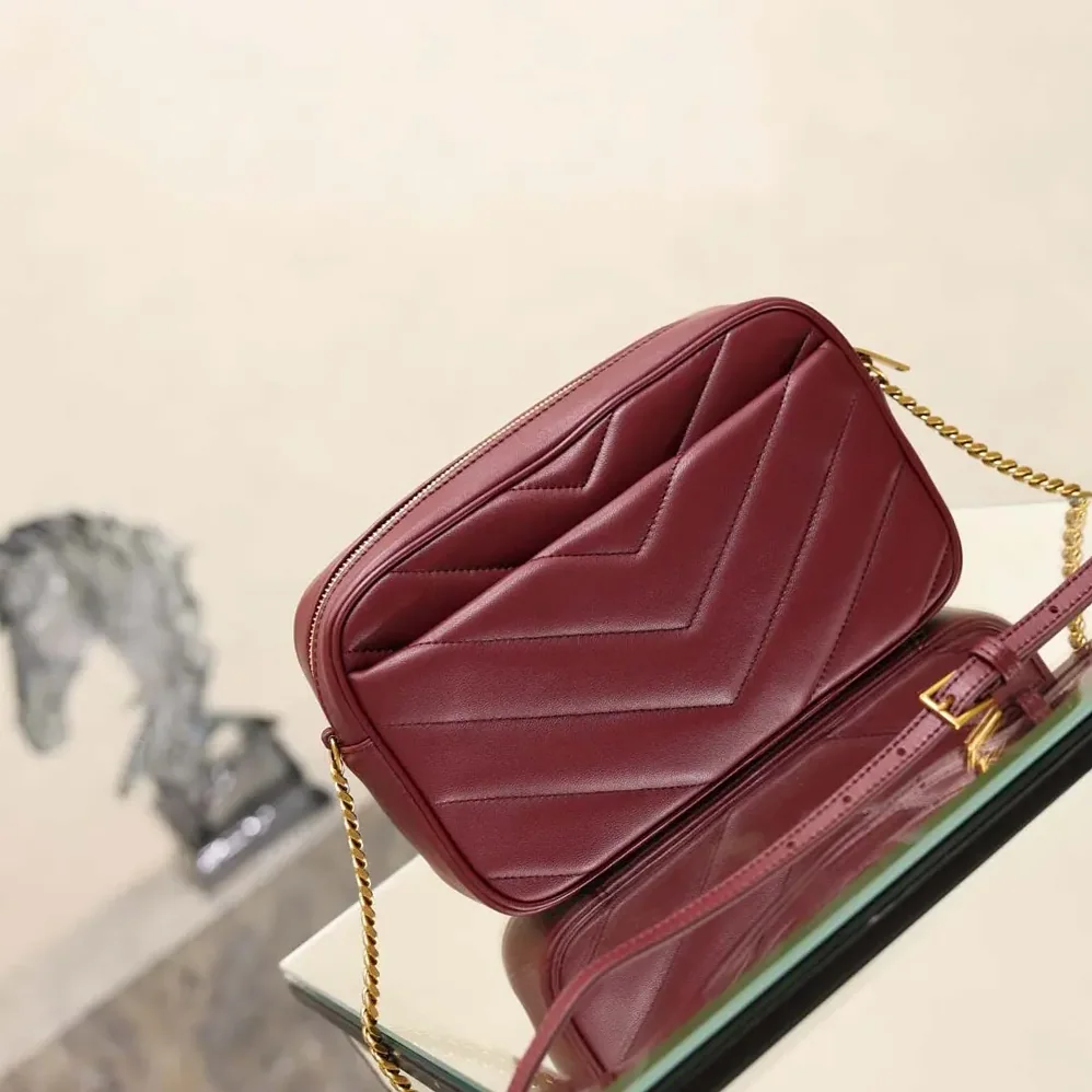Saint Laurent YSL Loulou Camera Bag In Matelassé Lambskin for Women in Rouge Cabernet Saint Laurent YSL Loulou Camera Bag In Matelassé Lambskin for Women in Rouge Cabernet