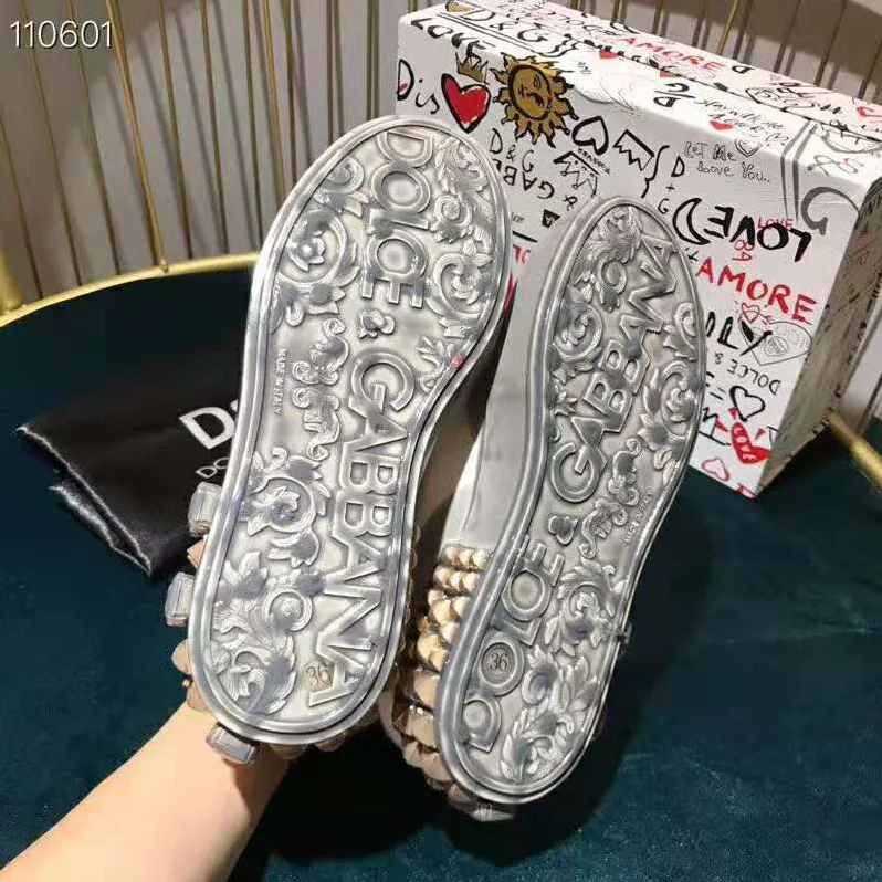 Dolce Gabbana D&G Shoes Portofino Melt Sneakers in Printed Nappa Leather for Women in Gold Dolce Gabbana D&G Shoes Portofino Melt Sneakers in Printed Nappa Leather for Women in Gold