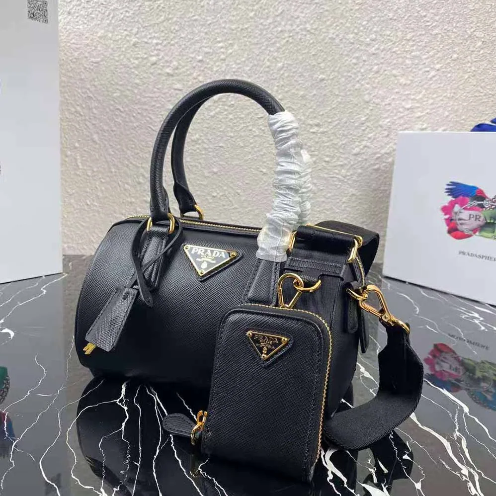 Prada Saffiano Leather Top-handle Bag for Women in Black