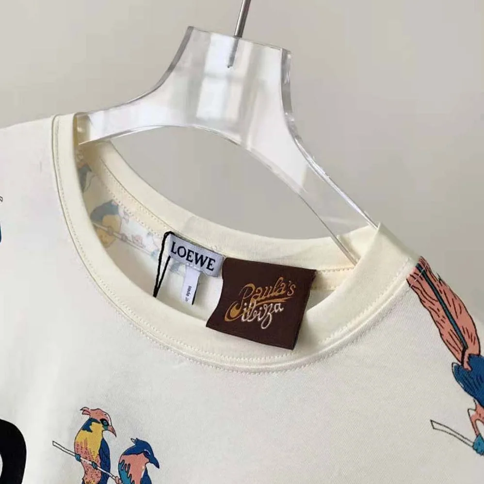Loewe Parrot Print T-shirt in Cotton for Women in Beige Loewe Parrot Print T-shirt in Cotton for Women in Beige