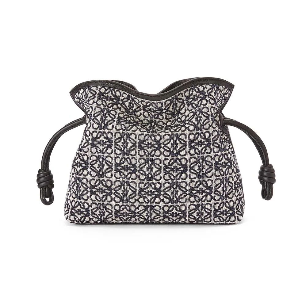 Loewe Mini Flamenco Clutch in Anagram Jacquard and Calfskin for Women in Black