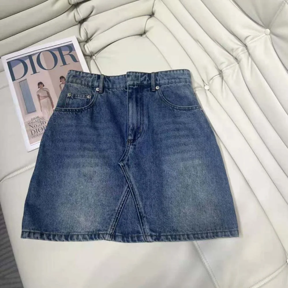 Dior Flared Miniskirt Blue Stonewashed Cotton Denim for Women Dior Flared Miniskirt Blue Stonewashed Cotton Denim for Women