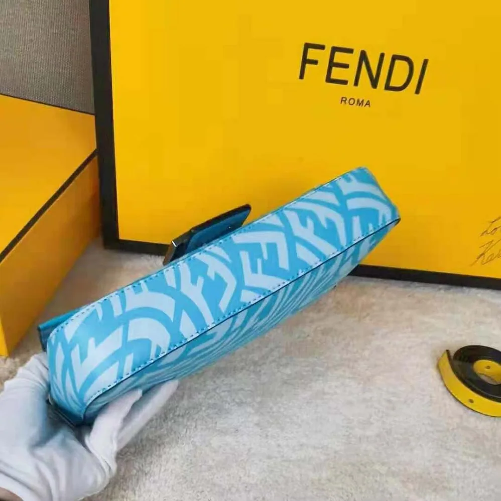 Fendi Baguette 1997 Blue Glazed Canvas Bag for Women