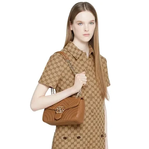 Gucci Marmont Medium Shoulder Bag in Brown Light Gold Hardware Gucci Marmont Medium Shoulder Bag in Brown Light Gold Hardware