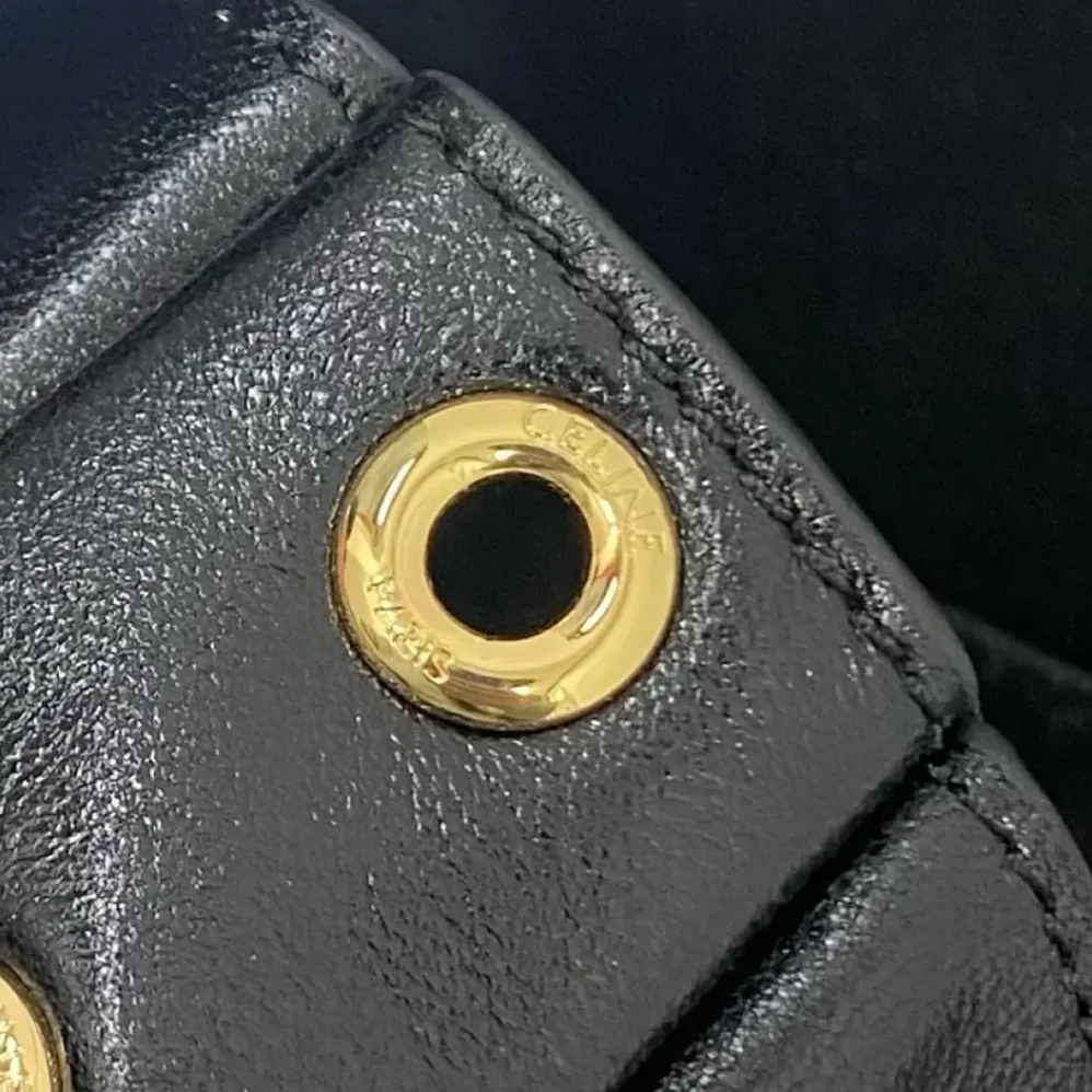 Celine Halfmoon Soft Triomphe Bag in Supple Shiny Lambskin for Women in Black