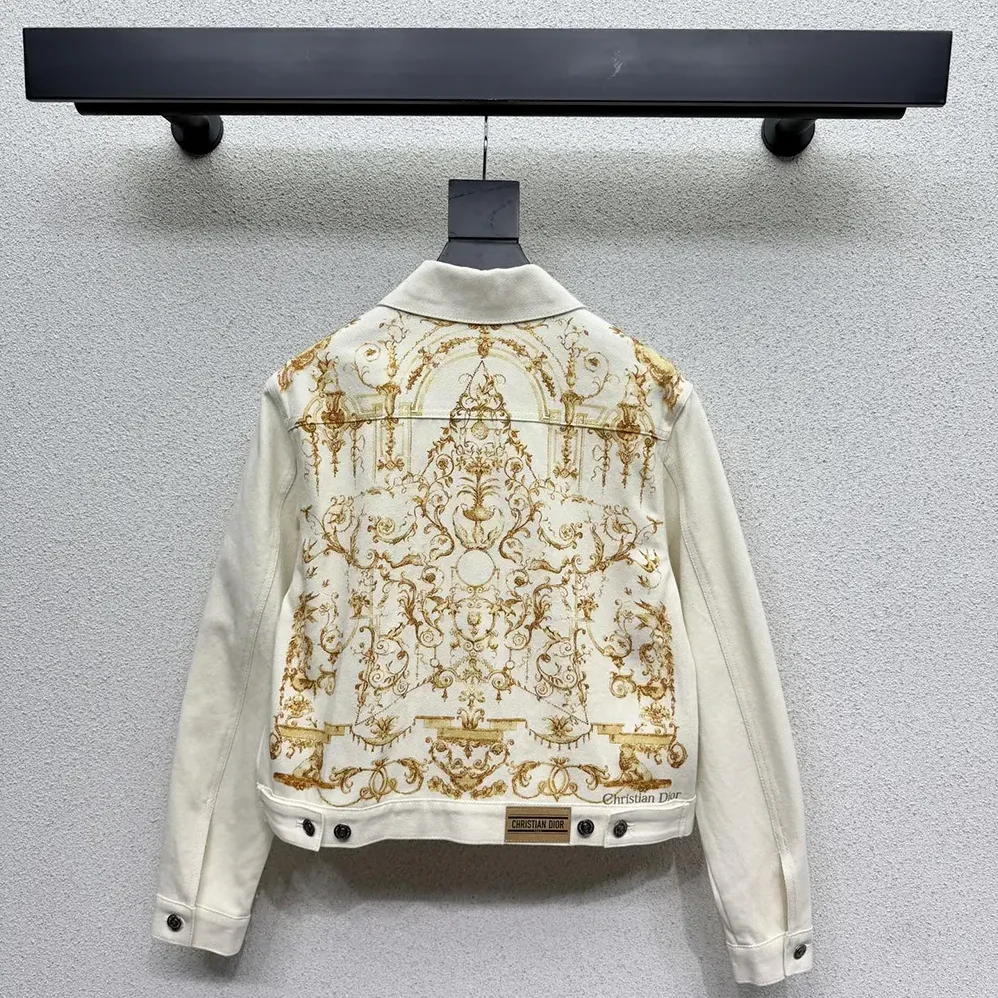 Dior Jacket Ecru Cotton Denim with Gold for Men in Tone Dioresque Stella Motif Dior Jacket Ecru Cotton Denim with Gold for Men in Tone Dioresque Stella Motif