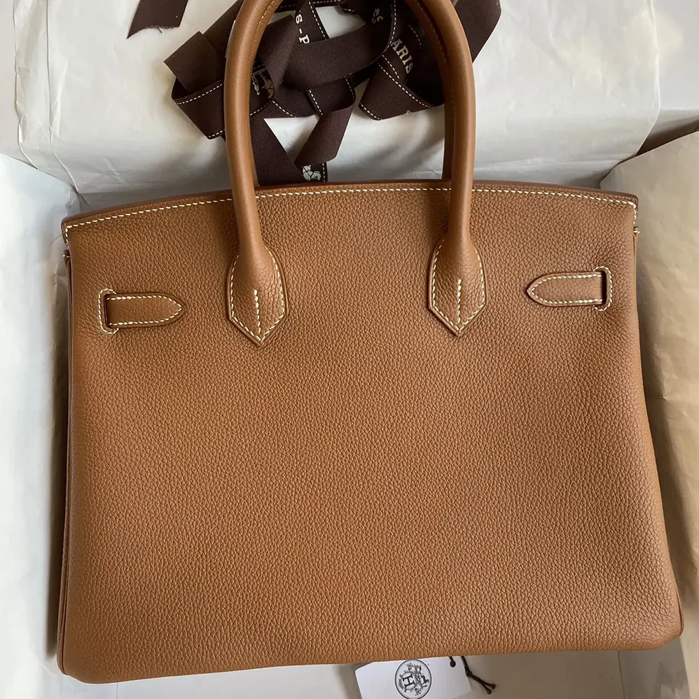 Hermes Birkin 30 Bag in Epsom Leather with Gold Hardware in Brown/Gold
