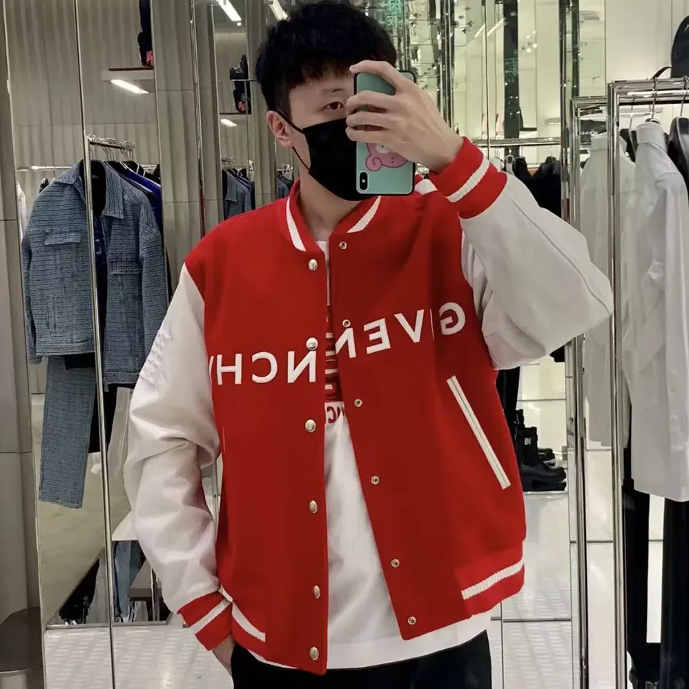 Givenchy GIVENCHY Bomber in Wool and Leather for Men in Red