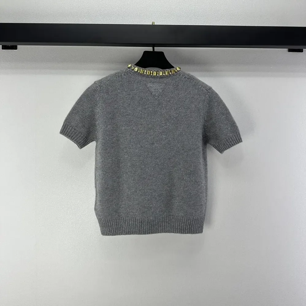 Prada Wool And Cashmere Crew-Neck Sweater for Women in Grey