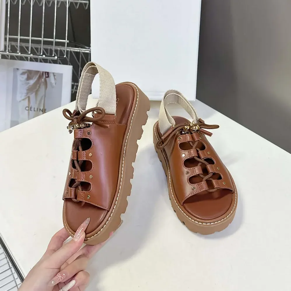 Celine Billie Chunky Sandal in Calfskin and Textile for Women Celine Billie Chunky Sandal in Calfskin and Textile for Women