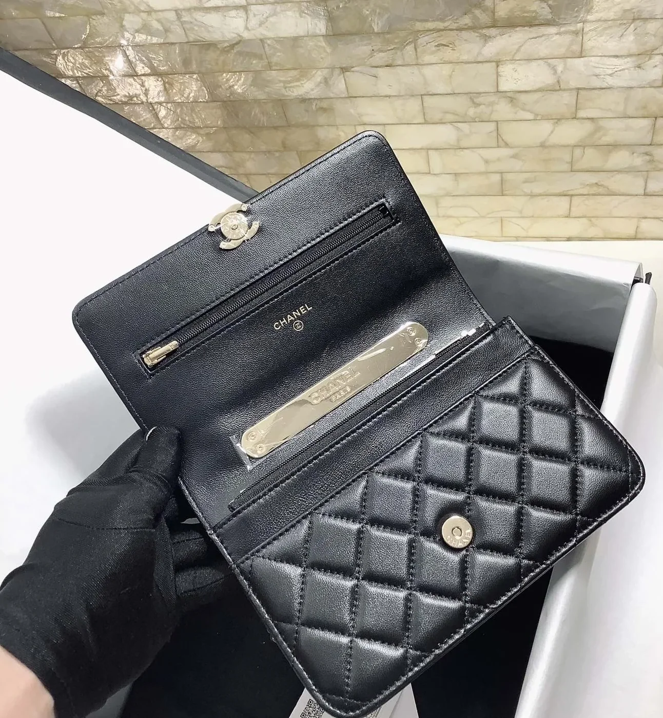 Chanel Hand-Held Oblique Cross Bag Black