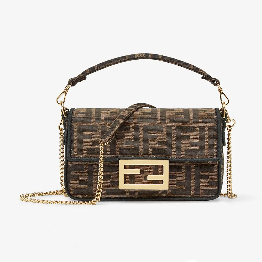 Fendi Mini Baguette Brown Fabric Bag for Women Fendi Mini Baguette Brown Fabric Bag for Women