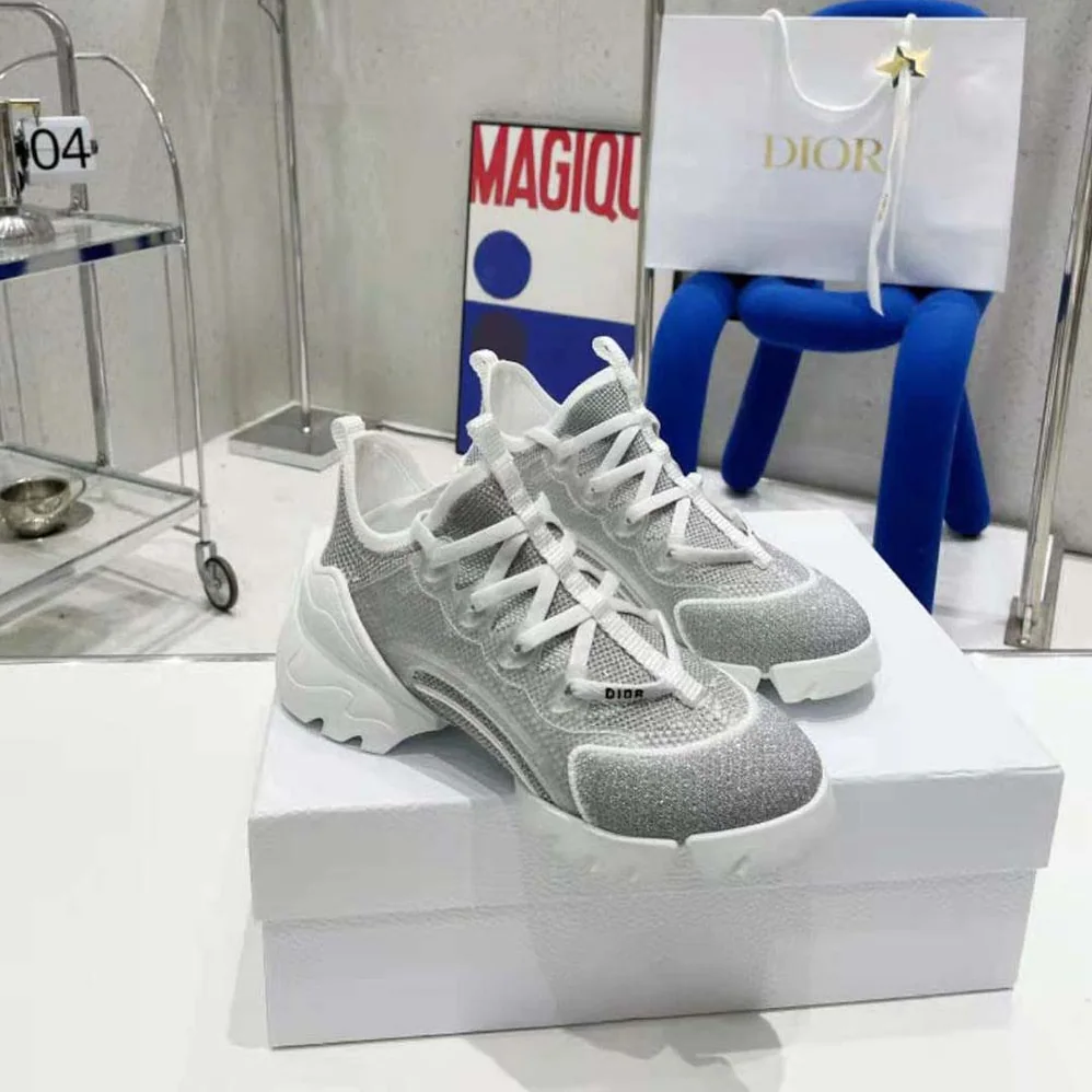 Dior D-Connect Sneaker Silver for Women in Tone Laminated Mesh